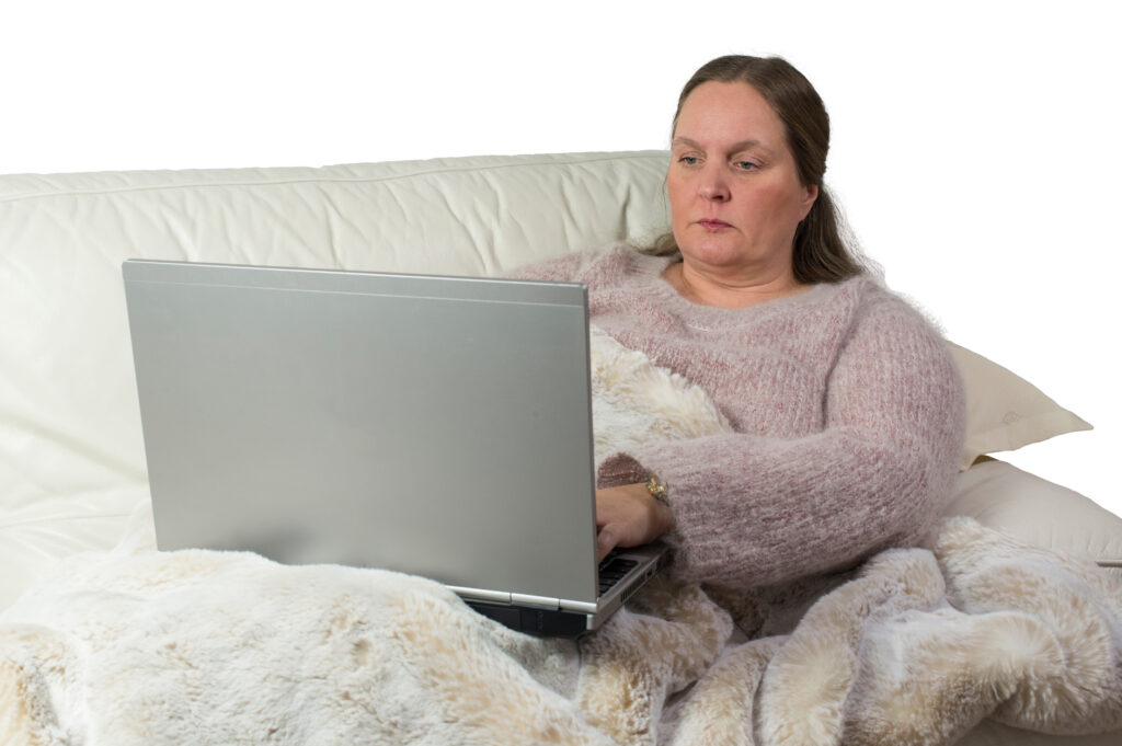 An obese women having online consultation for Saxenda