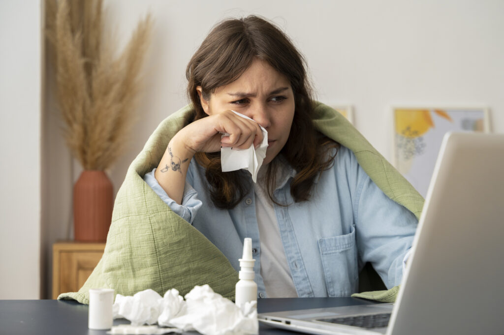 A women consulting an online doctor for allergy treatment and prescription